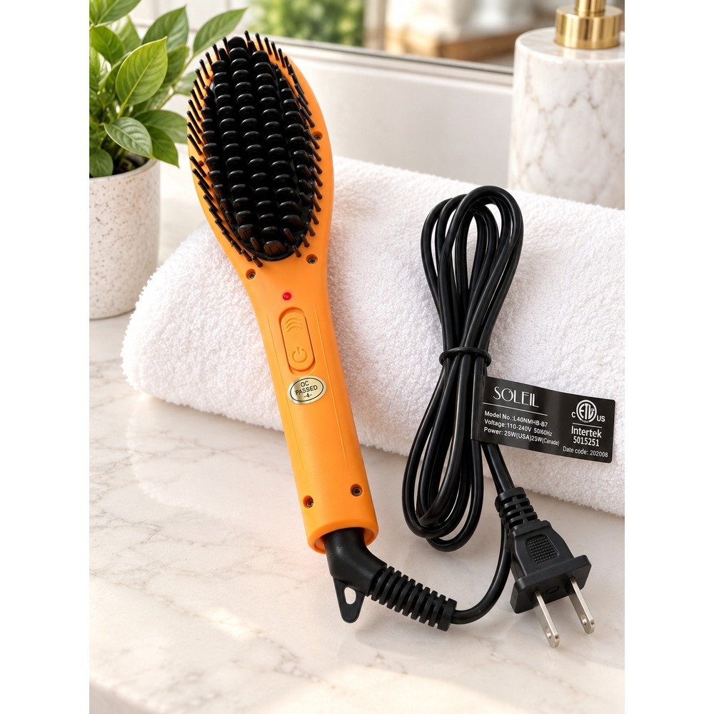 Soleil Mini Heat Brush Women Orange Hair Straightening Travel L40NMHB-B7